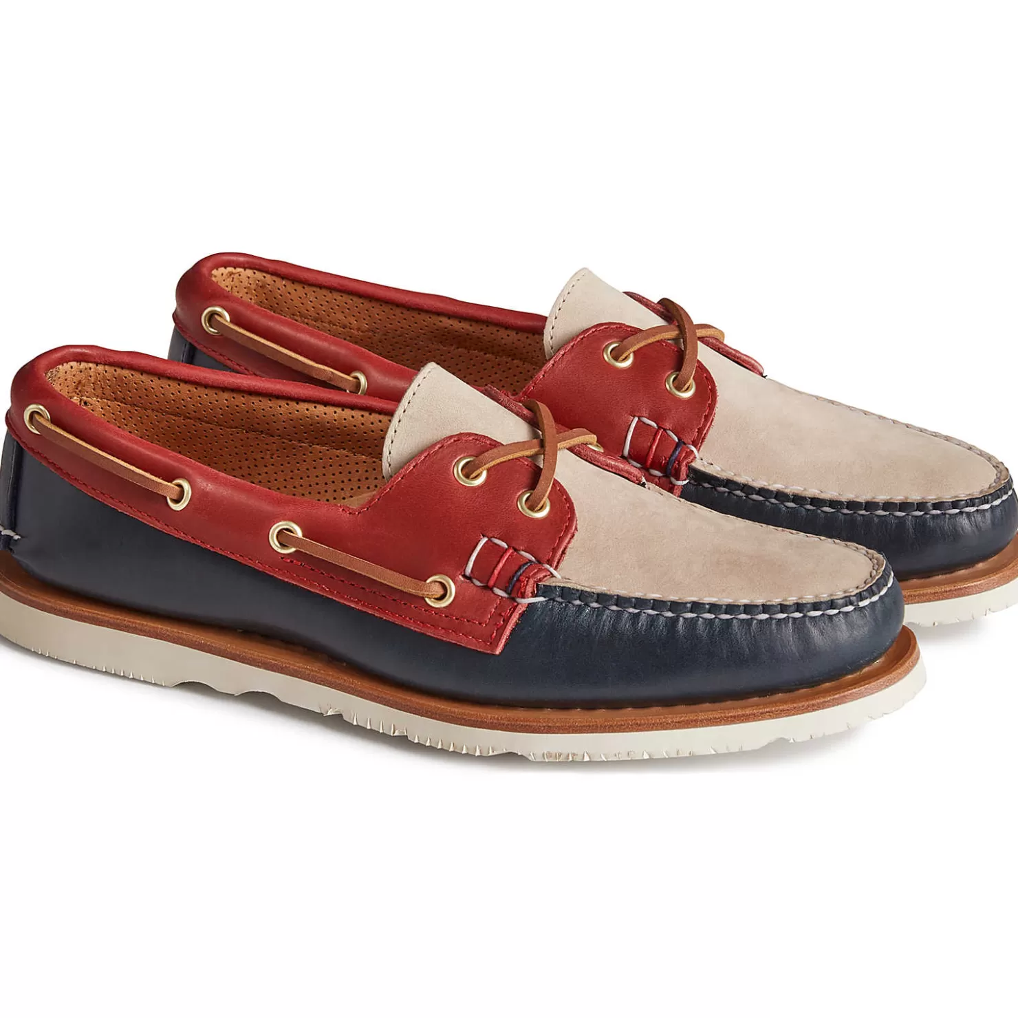 Handcrafted in Maine | Authentic Original Boat Shoe | Sperry Men's Gold Cup™ Authentic Original™ Handcrafted in Maine Tri-Tone Boat Shoe Navy/Red/Ivory