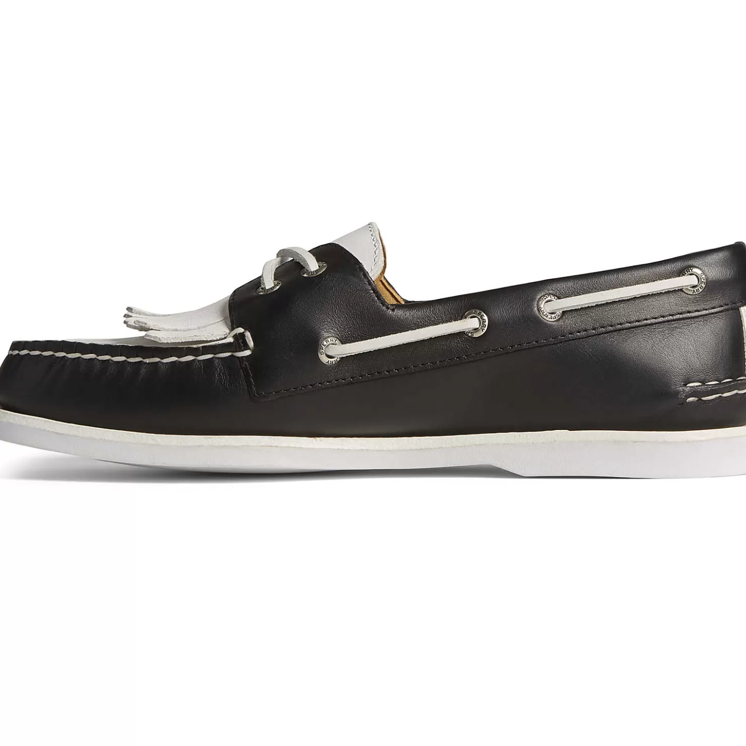 Authentic Original Boat Shoe | Sale | Sperry Men's x Brooks Brothers Authentic Original™ Kiltie Boat Shoe Black/White