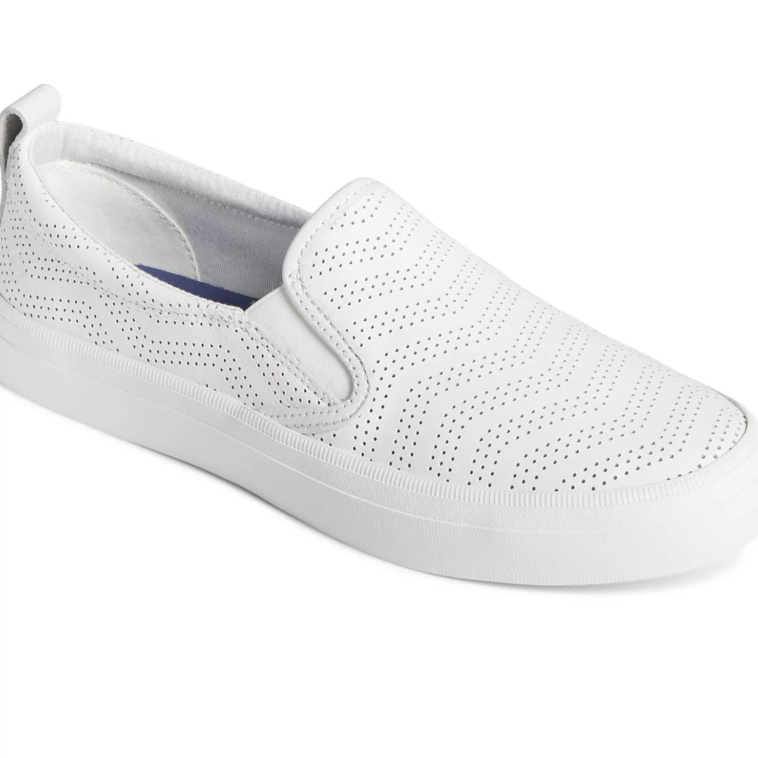 Sale | Sneakers | Sperry Women's Crest Twin Gore Perforated Leather Slip On Sneaker White