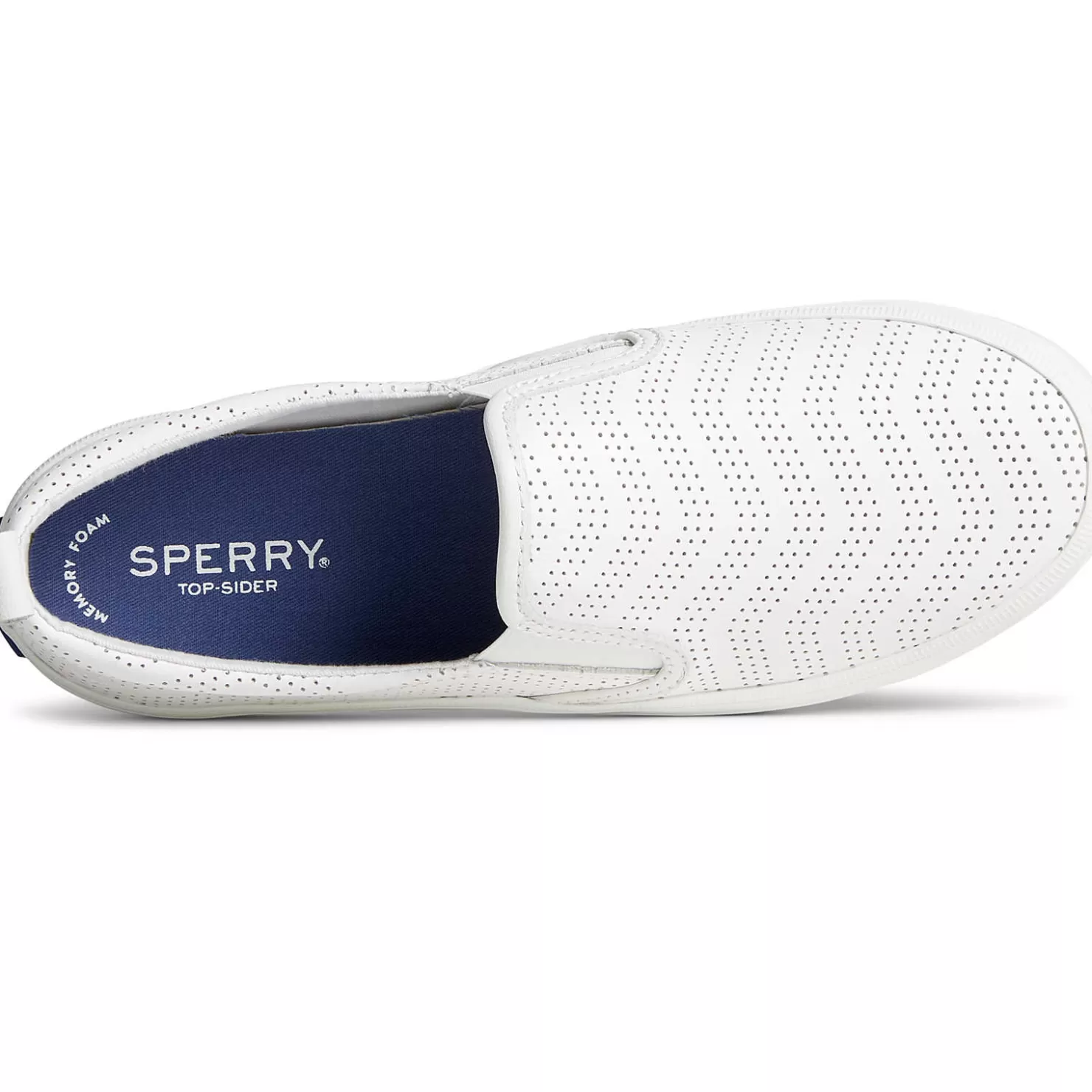Sale | Sneakers | Sperry Women's Crest Twin Gore Perforated Leather Slip On Sneaker White