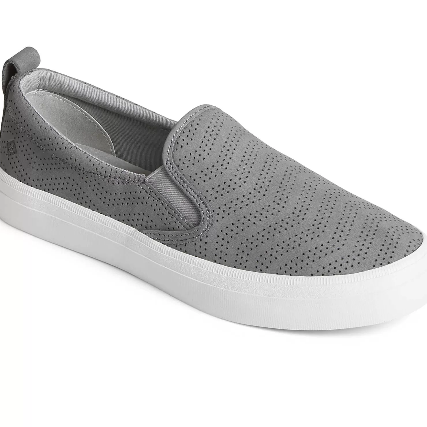 Sale | Sneakers | Sperry Women's Crest Twin Gore Perforated Leather Slip On Sneaker Grey