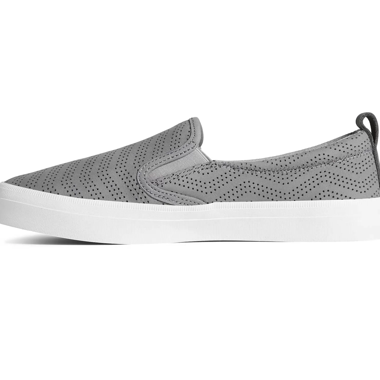 Sale | Sneakers | Sperry Women's Crest Twin Gore Perforated Leather Slip On Sneaker Grey