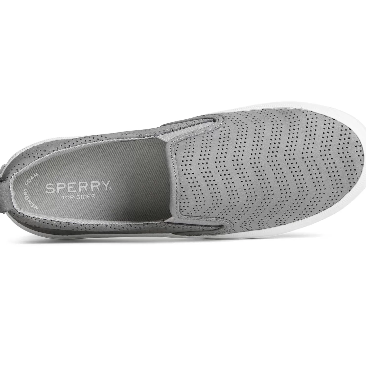 Sale | Sneakers | Sperry Women's Crest Twin Gore Perforated Leather Slip On Sneaker Grey